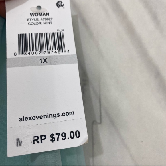 Alex Evenings Size 1X Plus Mint Green Chiffon Overlay Wide Leg Pants Formal NWT - Picture 6 of 9